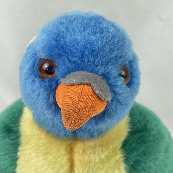 SOS Save Our Space Plush Parrot Green Blue Yellow Bird Stuffed Animal Toy 7" - Picture 4 of 9